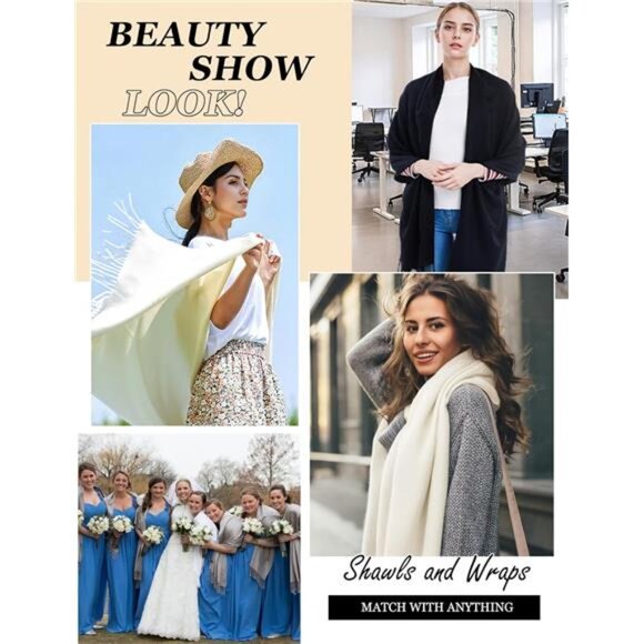 Womens Pashmina Shawl Wrap Soft Evening Wedding Party Scarf Lightweight Warm - Picture 6 of 7